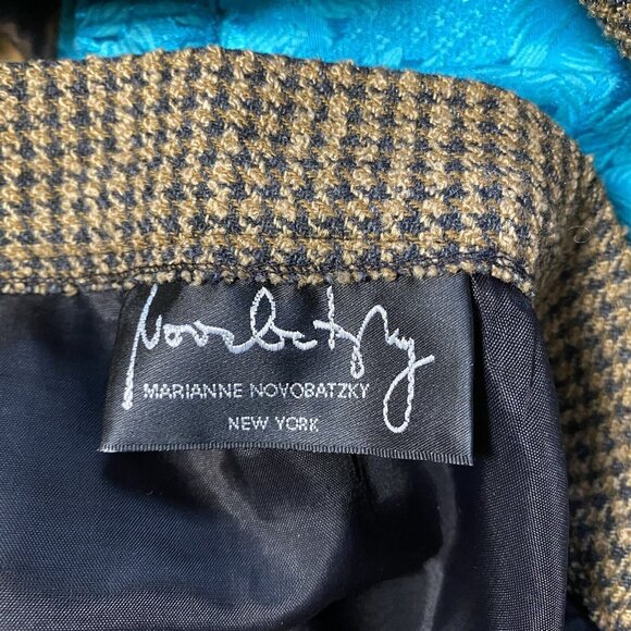 Vintage Skirt Suit Marianne Novobatzky NY Lagenlook Houndstooth Jacket Modest - Picture 7 of 8